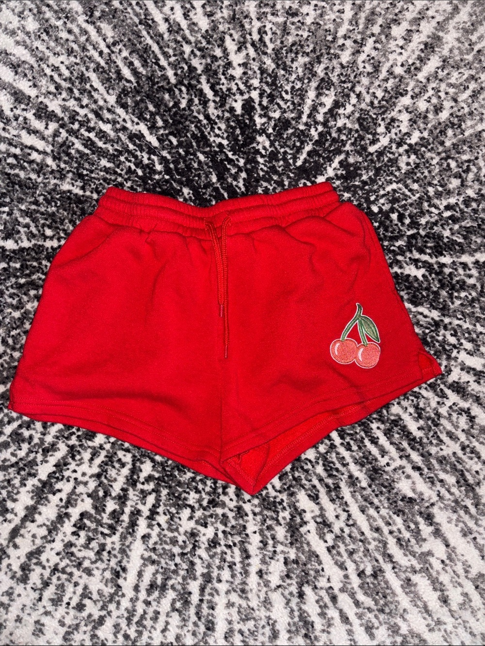 Red Women's Cherry Applique Lounge Shorts